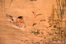Patos mandarines con lotos, Zhou Zhimian, finales del periodo Ming.